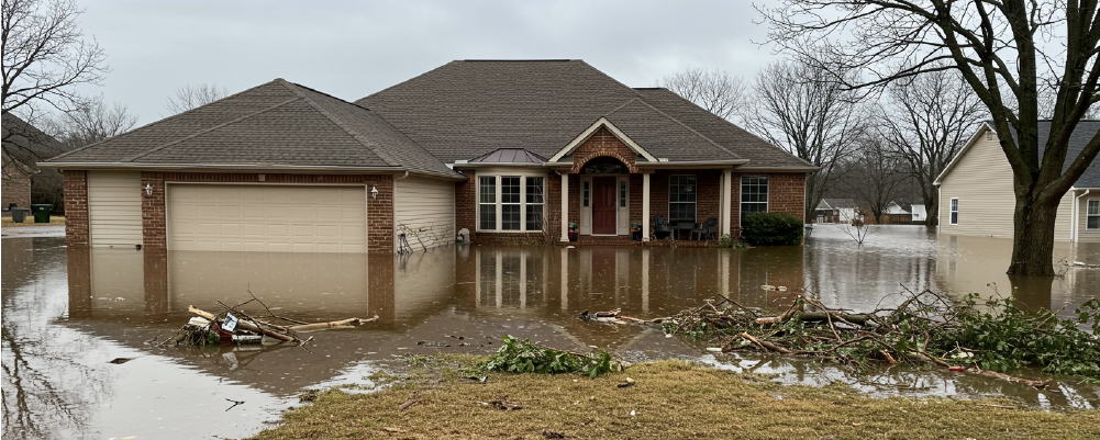 Natural disaster flooding of home